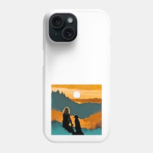 Young Woman and her Dog Vintage Sunset Phone Case