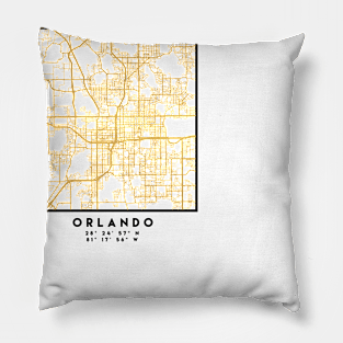 ORLANDO FLORIDA CITY STREET MAP ART Pillow