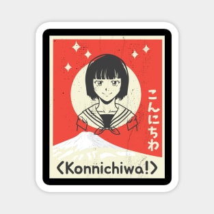 Konnichiwa Japan Art Girl Magnet