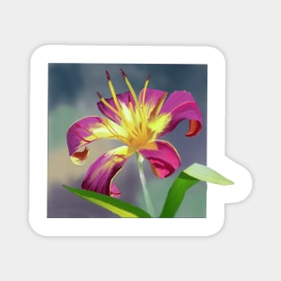 Purple Yellow Lily Magnet