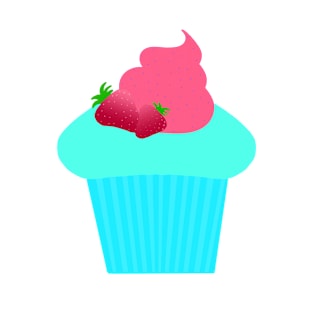 Cute Blue cupcake with strawberries T-Shirt