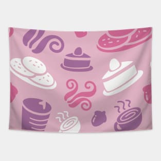 Pink Cafe Vibe Coffee Dessert Sweets Pattern Tapestry