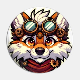 Steampunk Anthro Furry Fox Art Pin