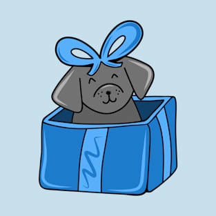 Cute Holiday Dog in a Giftbox Present, made by EndlessEmporium T-Shirt