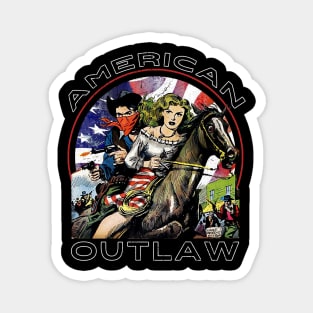 Vintage Worn American Outlaw in the Wild West Magnet