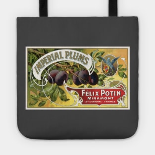 Vintage Imperial Plums Fruit Crate Label Tote