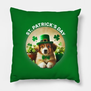 St Patricks Day Cute dog 2 Pillow