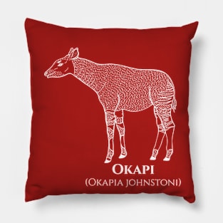 Okapi with Common and Latin Names - African animal drawing Pillow