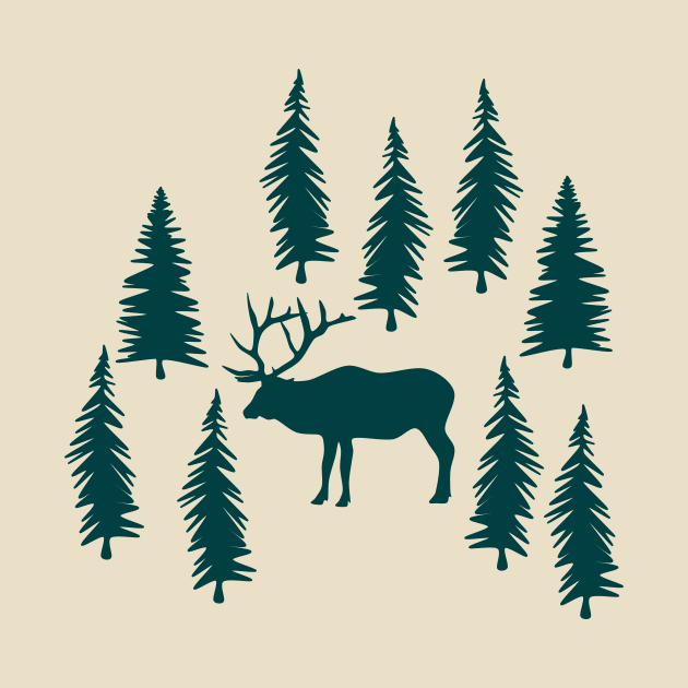 Elk In Forest (Radiant) by Cascade Patterns