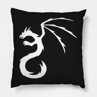 Tribal Winged Dragon Tattoo White Pillow