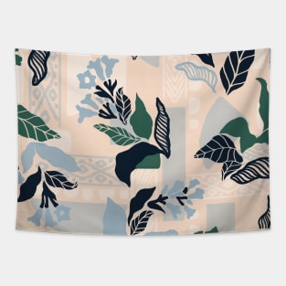 Blue and Green Solid Flowers Tapestry