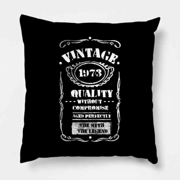 Vintage 1973 Birthday Tee Anniversary Quality Without Compromise Aged Perfectly The Myth The Legend Family Gift Pillow by NickDezArts