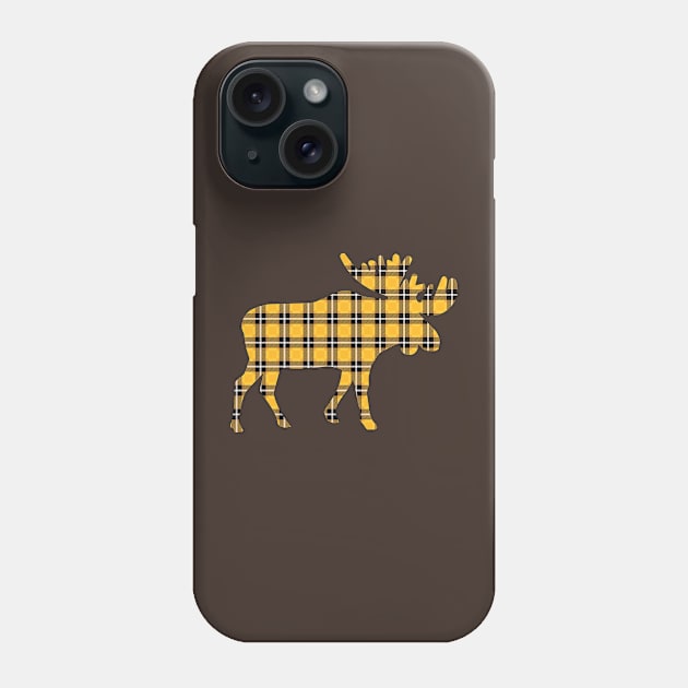 Yellow Plaid Moose Phone Case by Designs by Dro