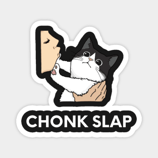 Black and White Cat, Chonk Slap Funny Design Magnet