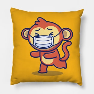 Cute Monkey Wearing Mask Pillow