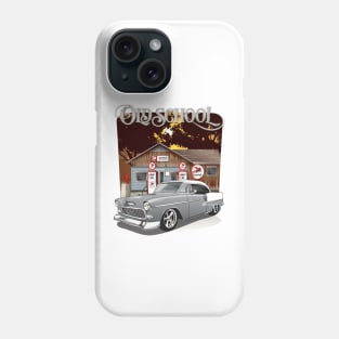 1955 Silver Gray Chevy Bel Air Old School Phone Case