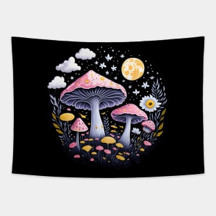 Cute Mushrooms Starry Sky Tapestry