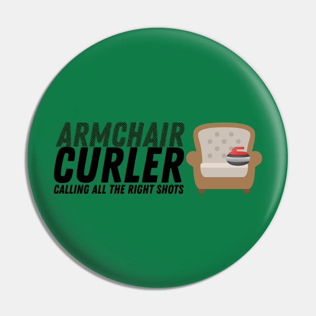 Curling - Armchair Curler - Black Text Pin by itscurling