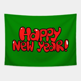 Cartoon text Happy New Year Tapestry