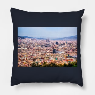 Barcelona Aerial City Scene Pillow