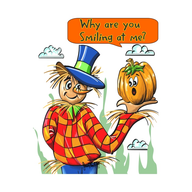 Halloween Scarecrow holding pumpkin allover print Makes a great Funny Halloween Shirt and Gift Item by SidneyTees