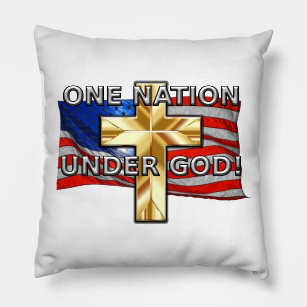 One Nation Under God Pillow by Politics and Puppies