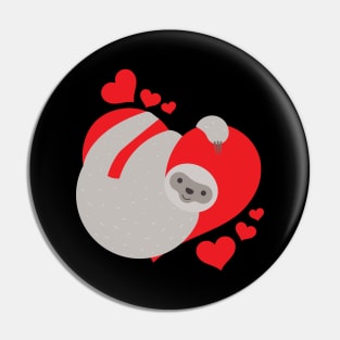 Cute & Adorable Valentines Day Sloth Hugging Heart Pin