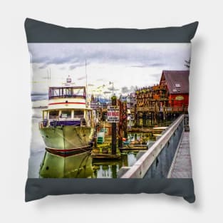 Boats on the La Conner Waterfront Pillow