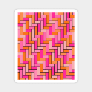 Geometric Tiles in Pink and Orange Magnet