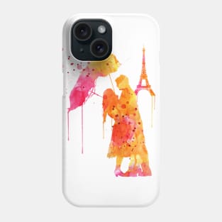 Watercolor Love Couple in Paris Phone Case