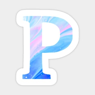 The Letter P Blue and Pink Marble Magnet