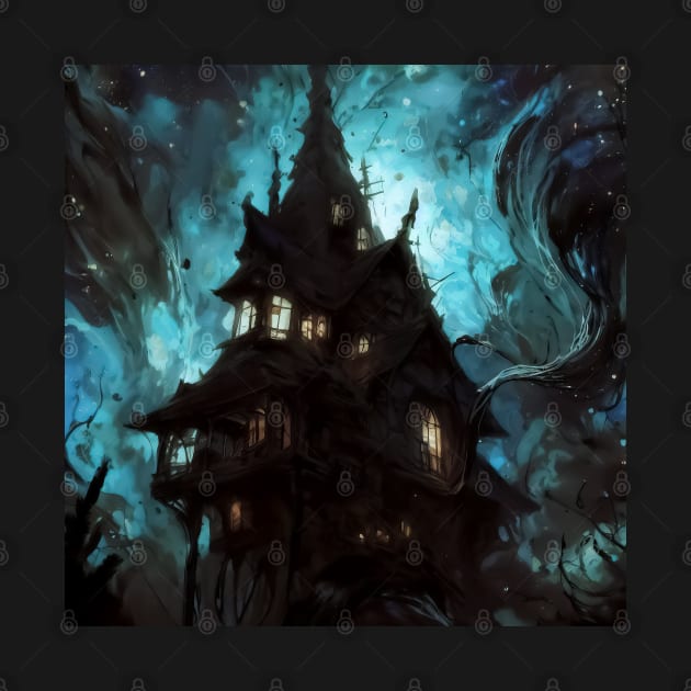 spooky haunted house by TomFrontierArt