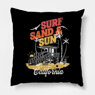 Surf, Sand and Sun California Beach Pillow