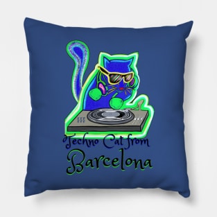 Techno Cat from Barcelona - Catsondrugs.com Techno Party Ibiza Rave Dance Underground Festival Spring Break  Berlin Good Vibes Trance Dance technofashion technomusic housemusic Pillow