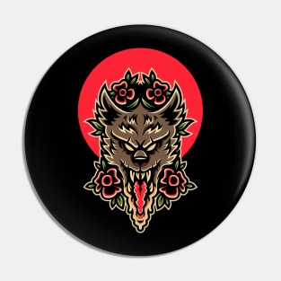 Wolf N' Roses Pin