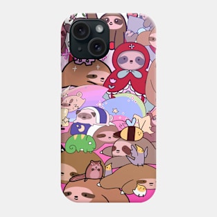 Whimsical Sloth Collage Phone Case