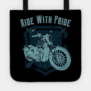 Ride With Pride Motorcycle Vintage Biker Tote