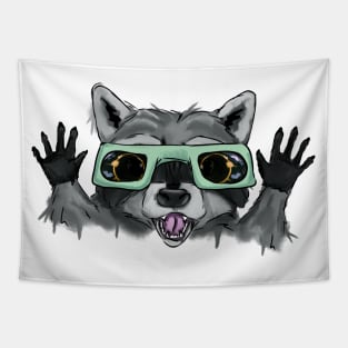 Solar eclipse - raccoon Tapestry