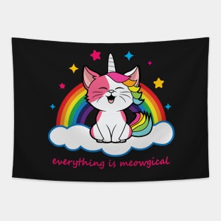 Cute Caticorn - Everything is Meowgical Tapestry