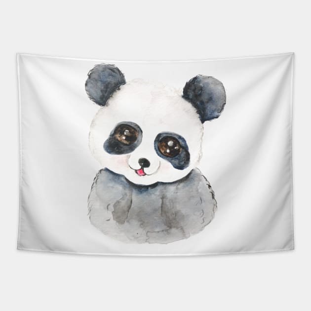 cute panda watercolor Tapestry by colorandcolor