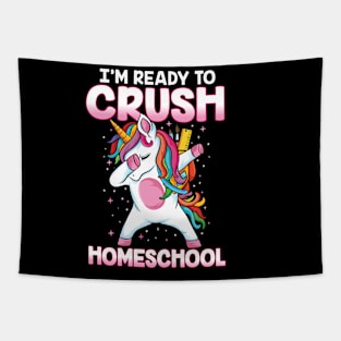 Ready to crush Homeschool squad dabbing unicorn homeschool Tapestry