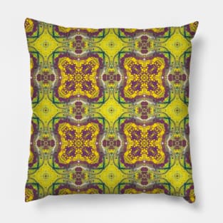 Pea Green, Purple Squarish Pattern - WelshDesignsTP004 Pillow