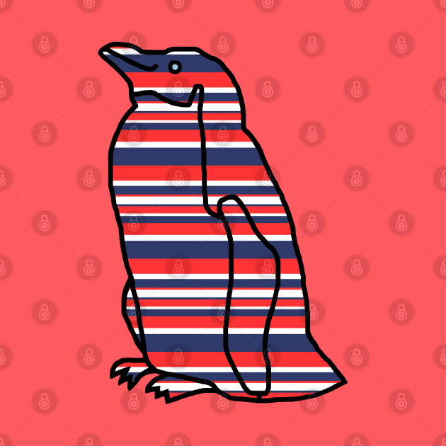 Red and Blue Stripes Penguin by ellenhenryart