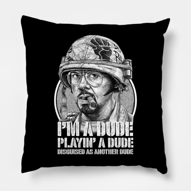 Tropic Thunder, Kirk Lazarus, Cult Classic Pillow by PeligroGraphics