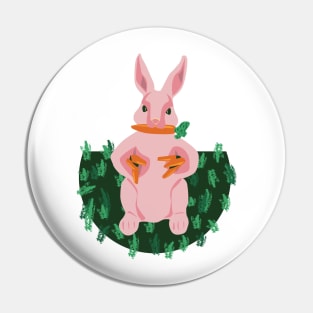Pink rabbit loves carrots Pin