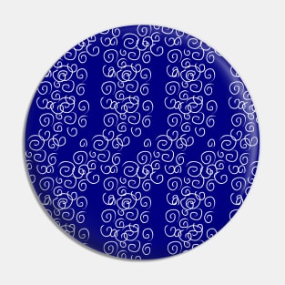 Blue background with white swirls. Pin