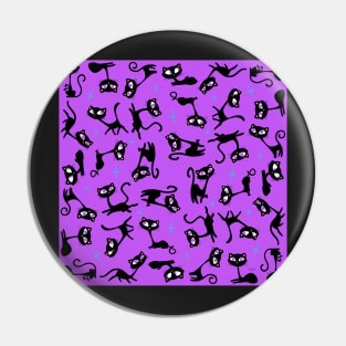 Retro Sassy Tiki Cats with Sparkles (grape version) Pin