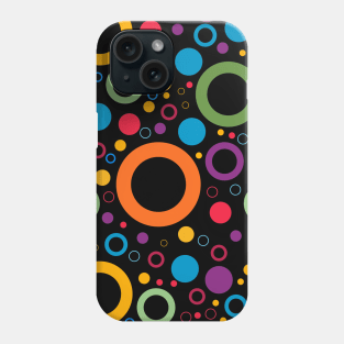 colorful circles on black background Phone Case