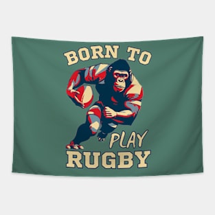 Born To Play Rugby Gorilla Rugby Player Tapestry