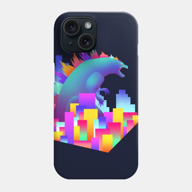 Neon city Godzilla Phone Case by Alice_Wieckowska